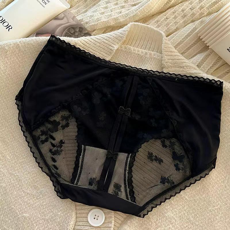 Pure Desire Little Peach Lace Panties: Antibacterial Mulberry Silk Crotch, Mid-Waist Triangle Briefs for Women