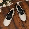 Modische Nieten Knöchelriemen Ballerinas Frau runde Zehen gemütliche Slipper weiches Leder Mary Janes Damen flacher Absatz Mokassins große Größe 41