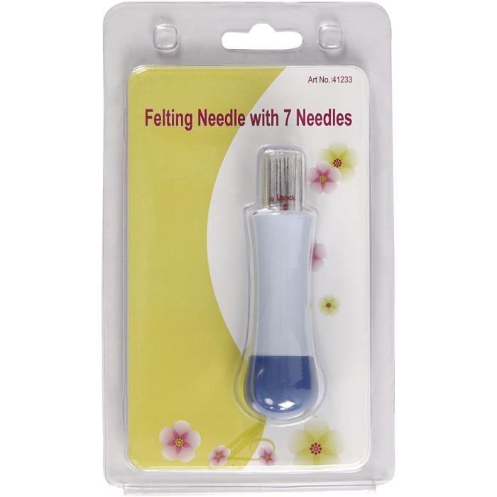 Practical Felting Needle Holder Made of Synthetic Material - Capacity for 7 Needles (including 7 Medium Needles). Ref 41233