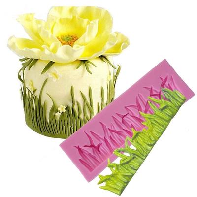 Novo molde de silicone para fondant de grama pequena 3D para decoração de bolos e confeitaria