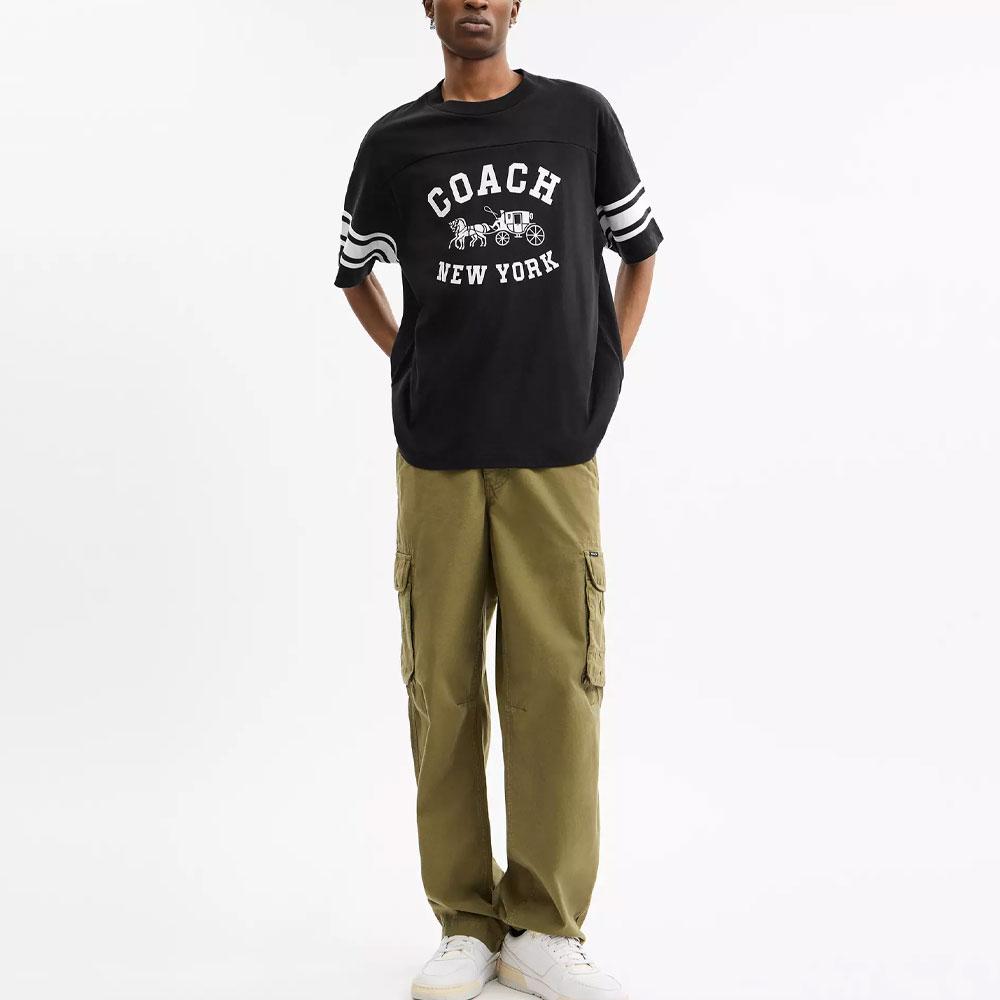 COACH T-Shirts Unisex Black Crew Neck Moderate CBL89-BLK