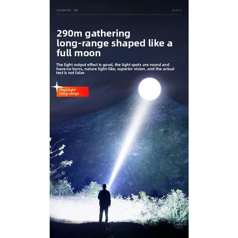 Strong Light Long-range LED Flashlight USB Charging Portable Flashlight with Telescopic Zoom Waterproof Flashlight