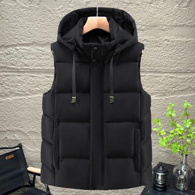 Gilet chaud sans manches pour homme, veste tendance, grande taille, à capuche, décontractée, fermeture éclair, épais, hiver