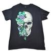 Skull Floral Graphic Print T-Shirt Short Sleeve Casual Top, Size M Unisex T-Shirt