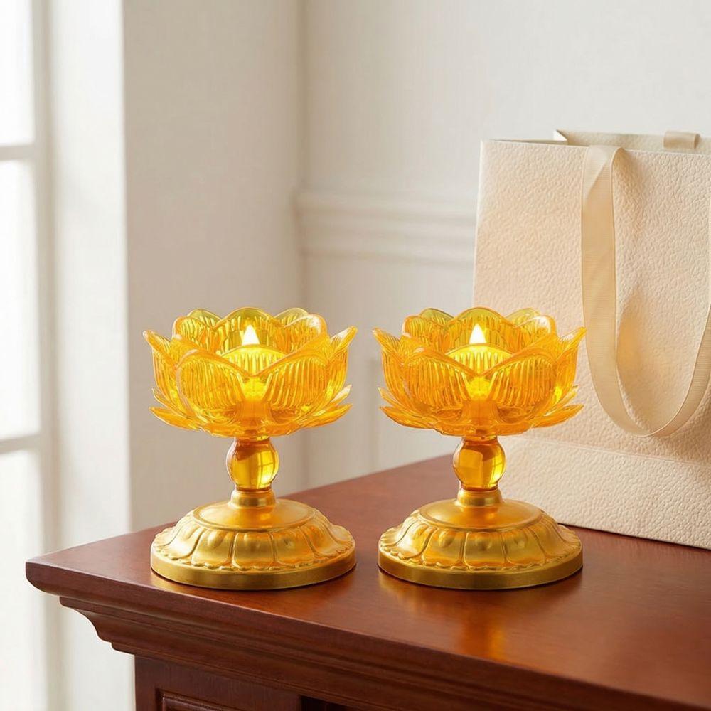 2Pcs Battery Operated Electronic Lotus Lamp Ornament Swing Flameless Candles Outdoor Night Lamp
