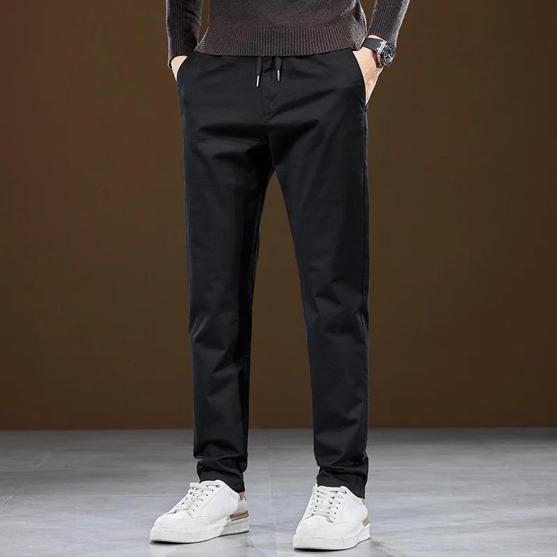 Mens Pants Cotton Casual  Stretch Male Trousers Man Long Straight High Quality Plus Size Pant Suit