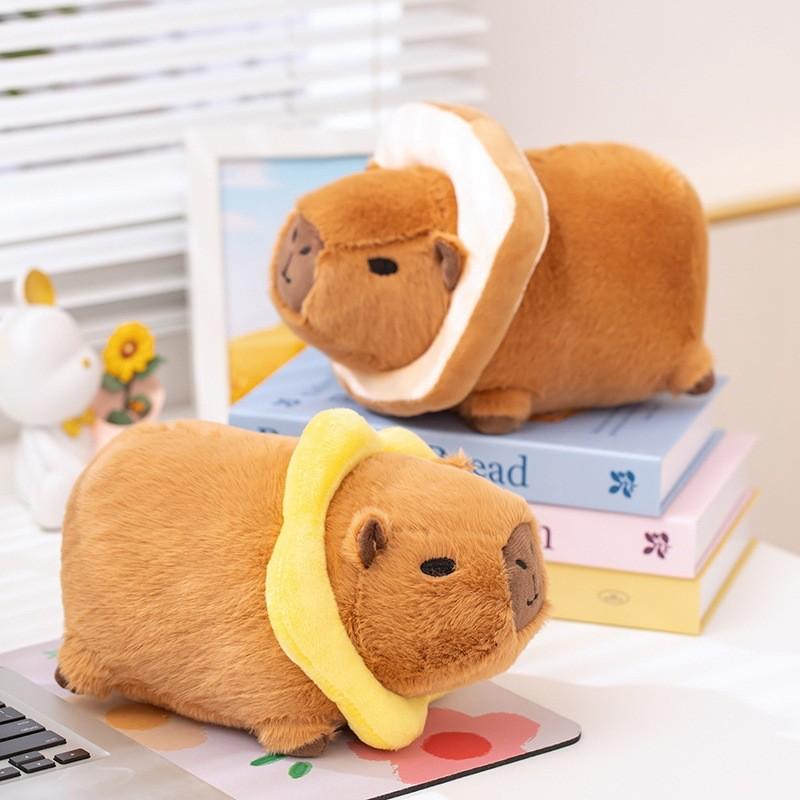 Capybara Bagel Sunflower Plush Toy Animal Stuffed Doll Decoration Gift Kids