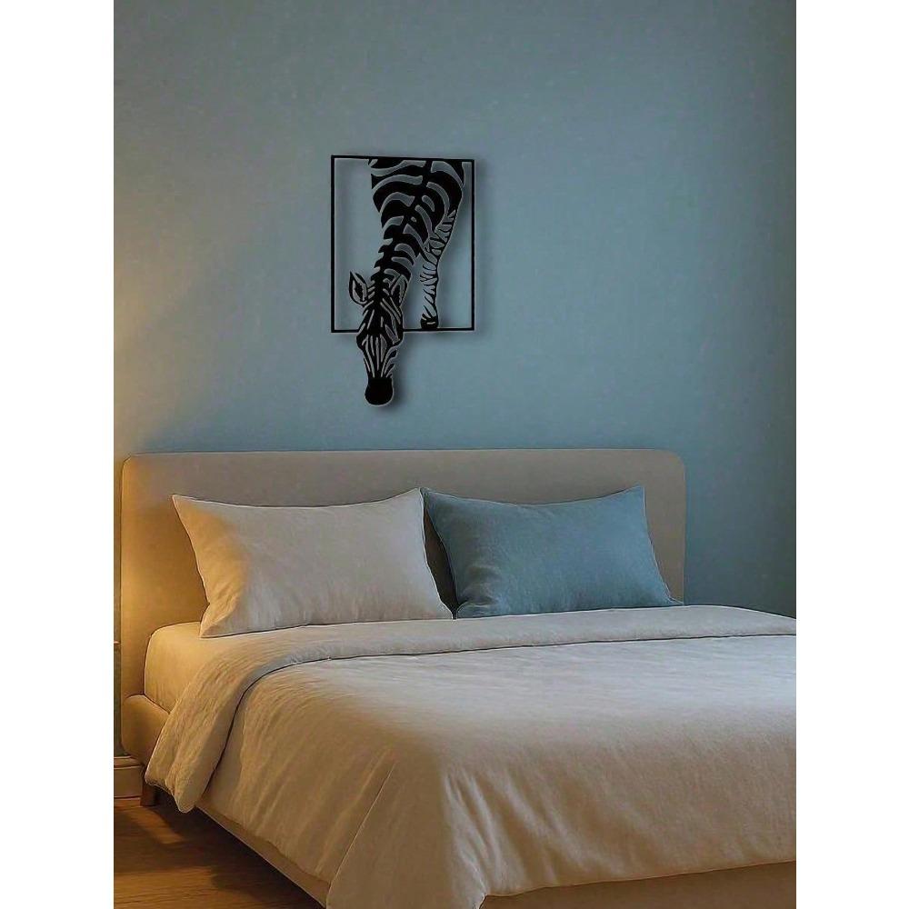 Metal Zebra Wall Art Sculpture Black White Animal Decor for Farmhouse Boho Living Room Bedroom Office Indoor Outdoor Durable Home Gift