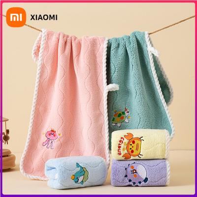 25*50cm Baby Coral Fleece Towel for Baby Gift Kids Bathroom Hangable Handkerchief Cute Cartoon Printed Face Towel