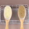 Wet Dry Double Sided Bath Brush Long Handle Boar Bristle Soft Skin Exfoliating Shower Body Brush Back Scrubber