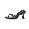 Slim heel sandals women's summer 2025 irregular square head soft sole crossed thin strap open toe one-word strap high heels