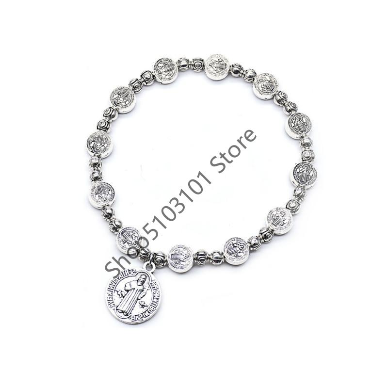 X6HE Catholic Benedict Adjustable Bracelet Fashion Religious Beaded Bracelets