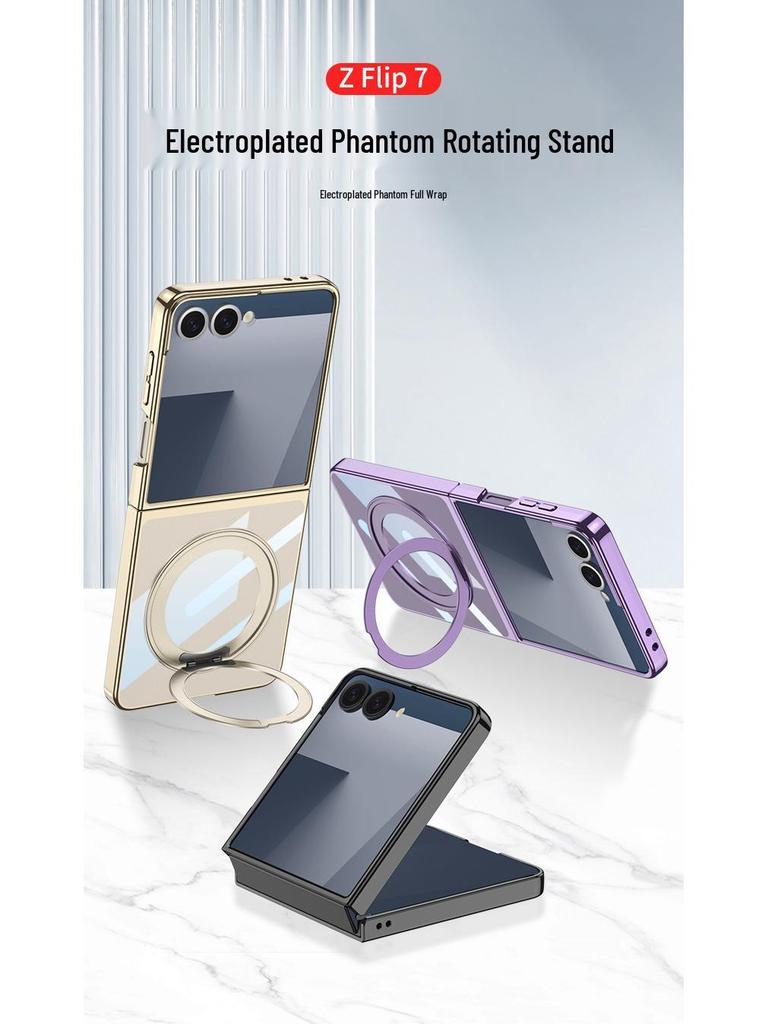 Samsung Z Flip7 Case with Folding Magsafe Rotating Ring Holder and Window Protection