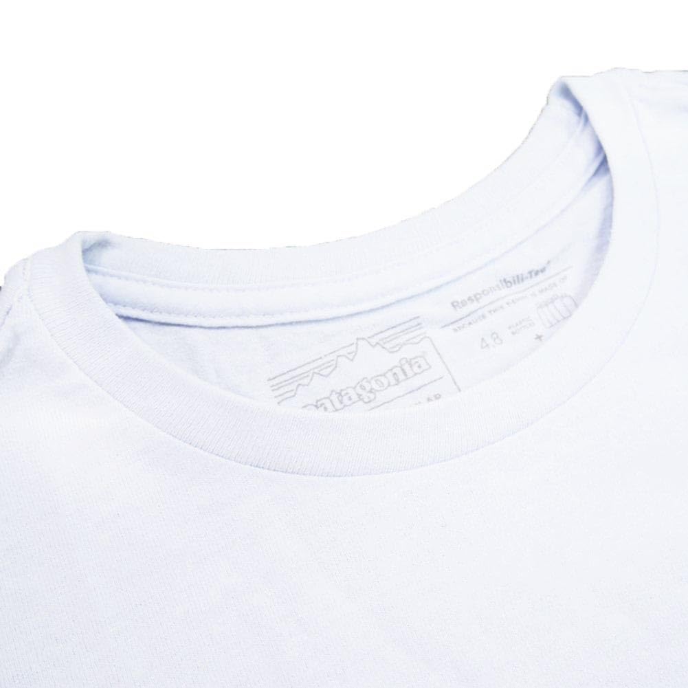 Patagonia Logo Responsibility Size 38518 Men's Long-Sleeved P-6 T-Shirt, White, Small,