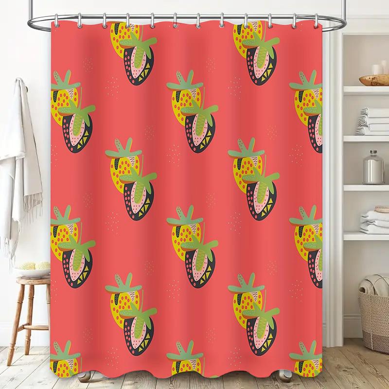 Cute Watermelon Shower Curtain Tropical Summer Vibes Bathroom Decor Beach Themed Fabric Liner Waterproof Set