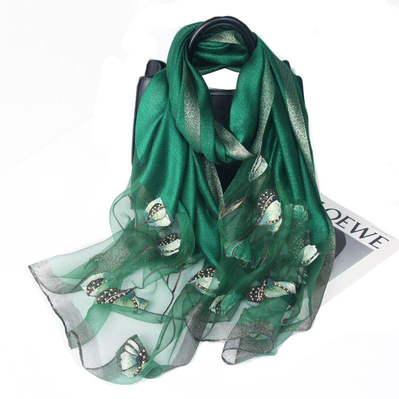 Embroidery Embroidery Handmade Embroidery Silk Wool Silk Scarf Women'S Spring And Autumn Versatile Solid Color Scarf Fashion Shawl Shawl