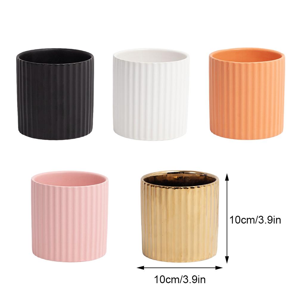 Striped Ceramic Flowerpot Pots Succulent Planter Round Indoor Smooth Surface Bonsai Home Potted Decoration Gifts