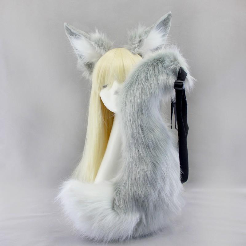 Handmade Fox Ears Headband Tail Set Cosplay Anime Convention Halloween Costume Accessory