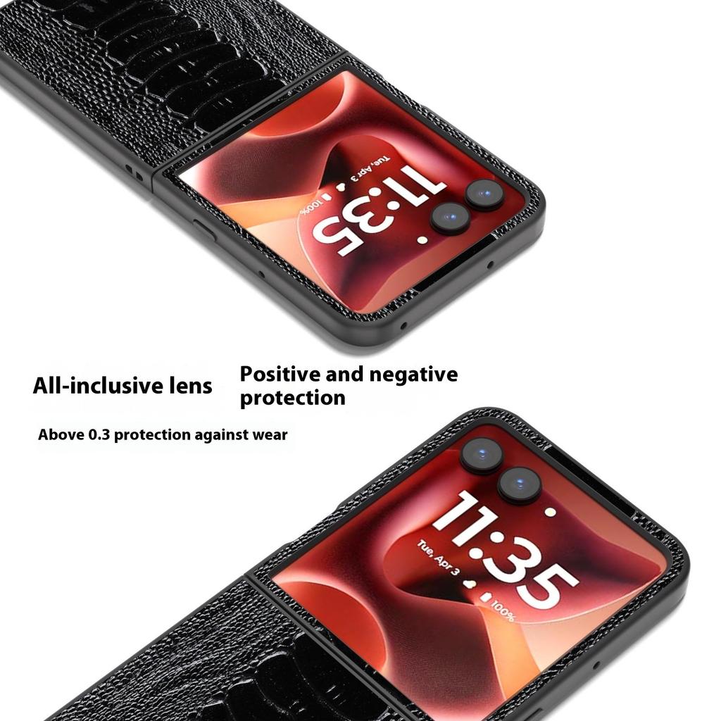 ABEEL For Motorola Razr 60 Ultra 5G Deksel Elektroplettert Krokodilletekstur Ekte Kuskinn+PC Telefondeksel