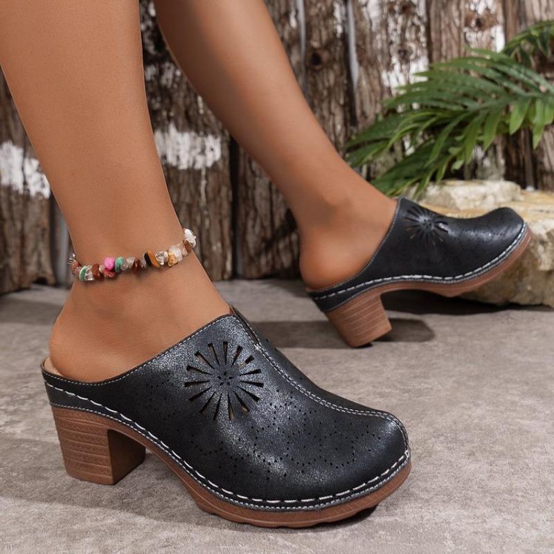 Scarpe Baotou Tacco Zeppa Infradito da Donna Scarpe Perforate Taglie Grandi Sandali