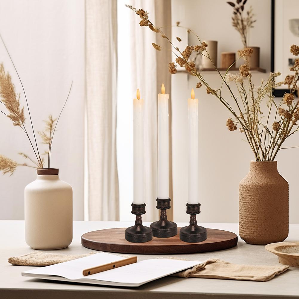 6Pcs Taper Candle Holders Candlestick Bronze Gold Rod Wax Base For Wedding Party Festival Candlestick Home Decor Candle Holders