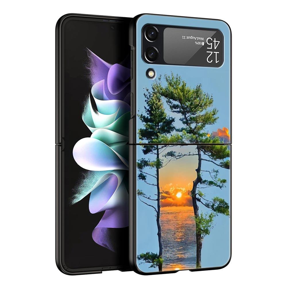 cute art pretty indie hot pink Phone Case For Samsung Galaxy Z Flip3 Flip4 Flip5 PC Shell For Z Flip 3 4 5 Hard Folding Cover