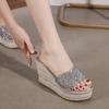 2026 Summer Crystal Sandals with Thick Bottom Fashion Slippers and High Heels for Women