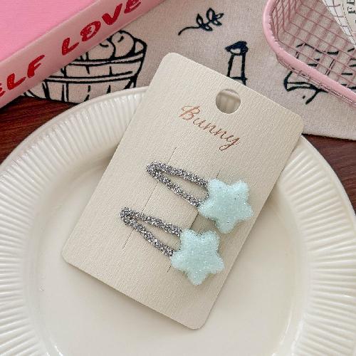 Korean style shiny five-pointed star hairpin hair ring simple and high-end sense of girls flashing diamond hairpin double ponytail head rope
