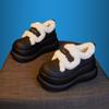 Platform-soled Loafers for Women's 2025 Autumn and Winter New White Versatile Inner Height-increasing Women's Shoes with Plush Warm Fluffy Shoes F