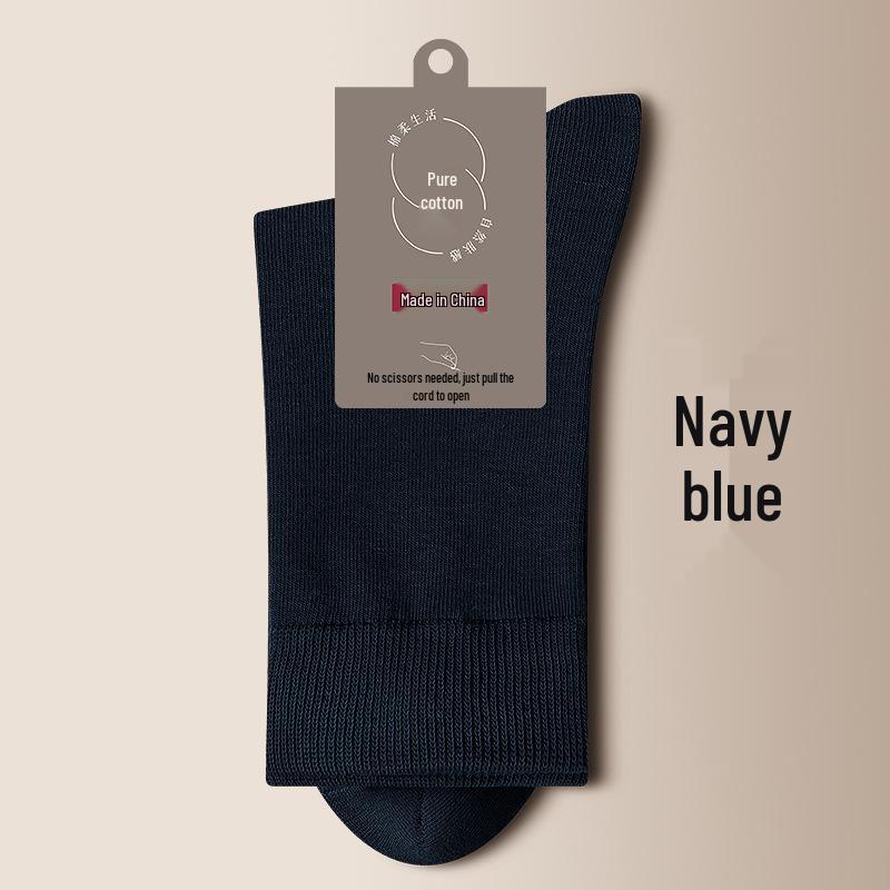 Svarta herrstrumpor i ren bomull till mitten av vaden - Varma, andningsbara och svettabsorberande för höst/vinter