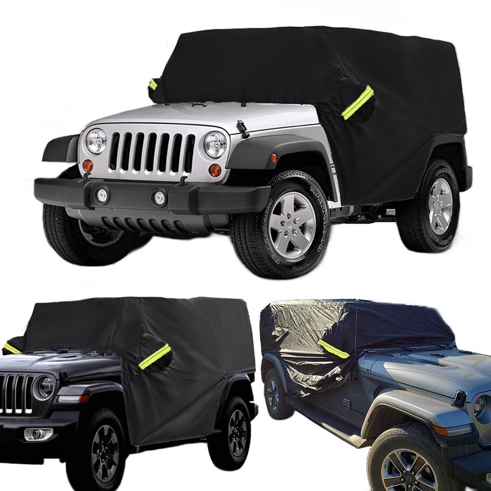

Car Cab Covers for Jeep Wrangler JK JL Hardtop 2/4 Doors 2007-2026 Outdoor Waterproof 210D Oxford Half Protector Cover 2Doors серебряный