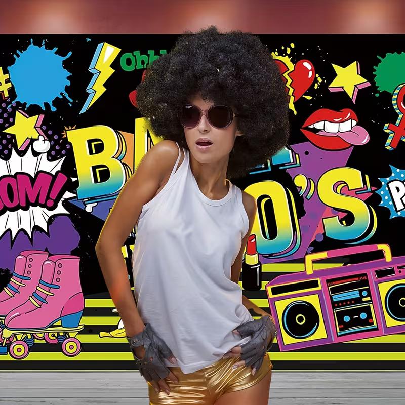 2D Back to the 80's Kulisse, Retro Party Fotografie Hintergrund
