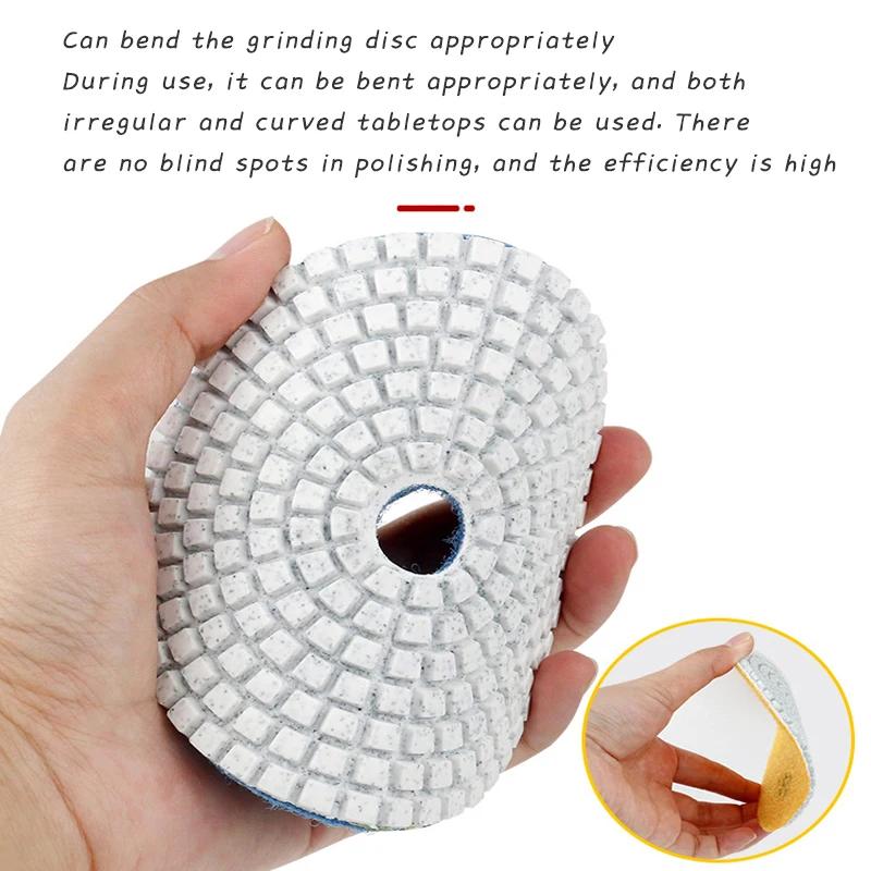 10Pcs 4inch Marble Water Stone Diamond Soft Jade Polishing Pad Flip Over Pad 50-3000 Grit Sandpaper for Grinding Disc Power Tool