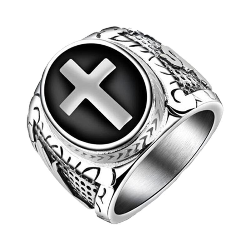

Meier European and american men s cross ring peace dove god s hand index finger ring No. 13 серебряный