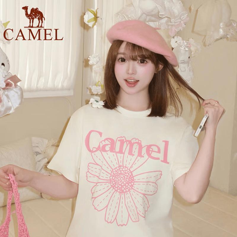 CAMEL Women s Loose-fit Cotton-feel Daisy Round Neck T-shirt XL