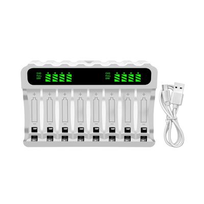 High Capacity 8 Slot Charging Compatible for NiMH 2A 3A Batteries Including Overcharge Protections and LED Display