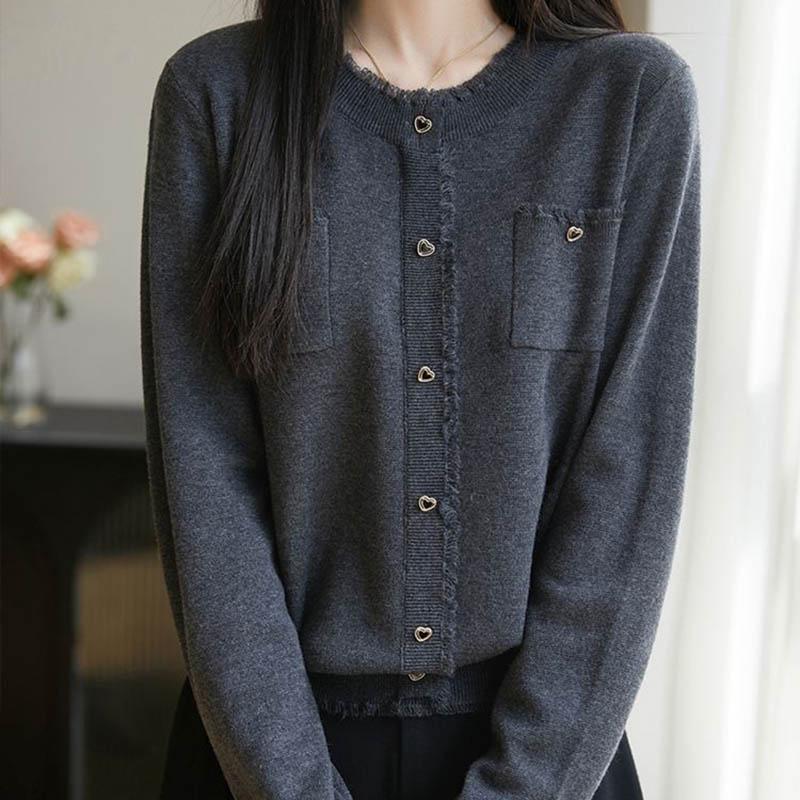 Gensere Kåpe Cardigan for Kvinner Høst Vinter Vintage Løs Langermet Strikket Cardigan Gensere Jakke