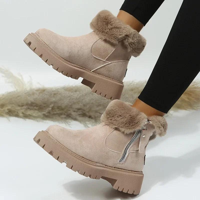 

Snow Boots Women Shoes Winter New Plush Warm Cotton Boots Thick Sole Non Slip Short Boots Shoes for Women Botas De Mujer 35 хаки