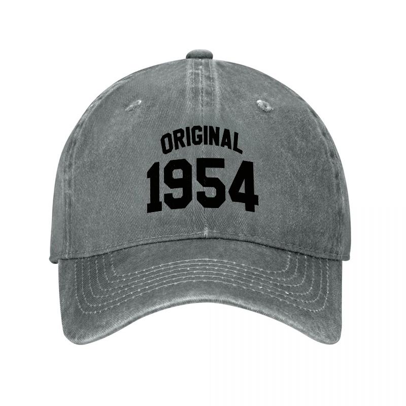 Original 1954 Vintage Washed Canvas Baseball Cap Unisex Casual Soft Top Hat Classic Letter Print Adjustable Sun Hat