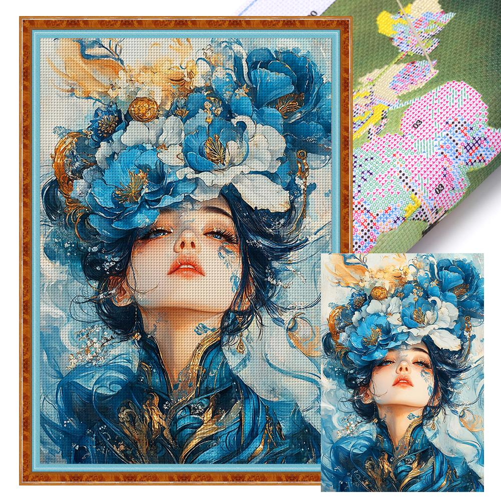 

Полная вышивка эко-хлопковой нитью 11CT с принтом для девочек, набор для вышивки крестом, искусство