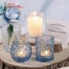 24st Blå Glas Votivljushållare Runda Värmeljus för Bordsdekoration Värmeljus Ljusstake Glas för Bröllop Baby Shower Hemma & Festinredning