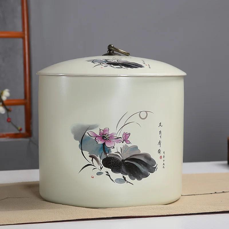 Retro Chinese Ceramic Tea Jar Household Sealed Tea Storage Jar Facial Mask Powder Can Used for Storing Kitchen Spices