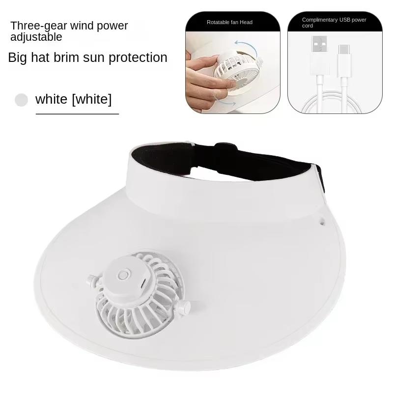 Fashionable Sun Cap Fan with High Wind Speed Large Air Volume USB Charging Multiple Adjustable Settings Portable Design Outdoor