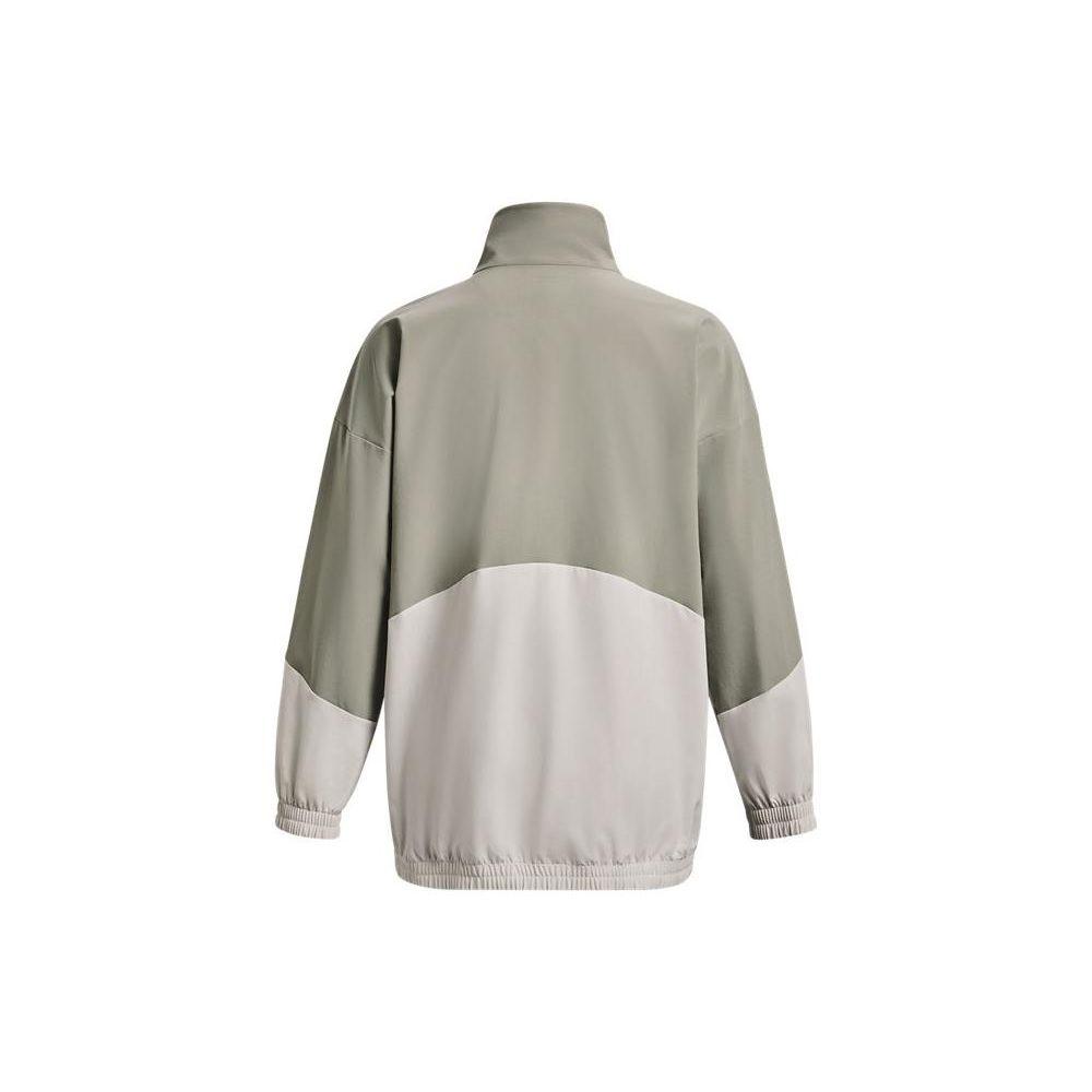 Under Armour Color Block Woven Full Zip Training Retro Sports Jacket Women jackets Green 1369890-504