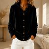 Velvet Hooded Button Cardigan Coat Solid Color Long Sleeve