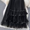 Spring Super Mesh Skirt Women's Medium Length Pleated Cake Skirt Elastic High Waist A-Shaped Large Swing Skirt Umbrella Skirt