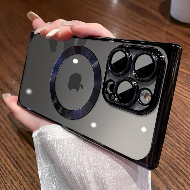 

Роскошный магнитный чехол с гальваническим покрытием Magsafe для iPhone 16 Pro Max 15 14 13 12 11 14 Plus Беспроводная зарядка Прозрачная мягкая накладка For iPhone 15 pro