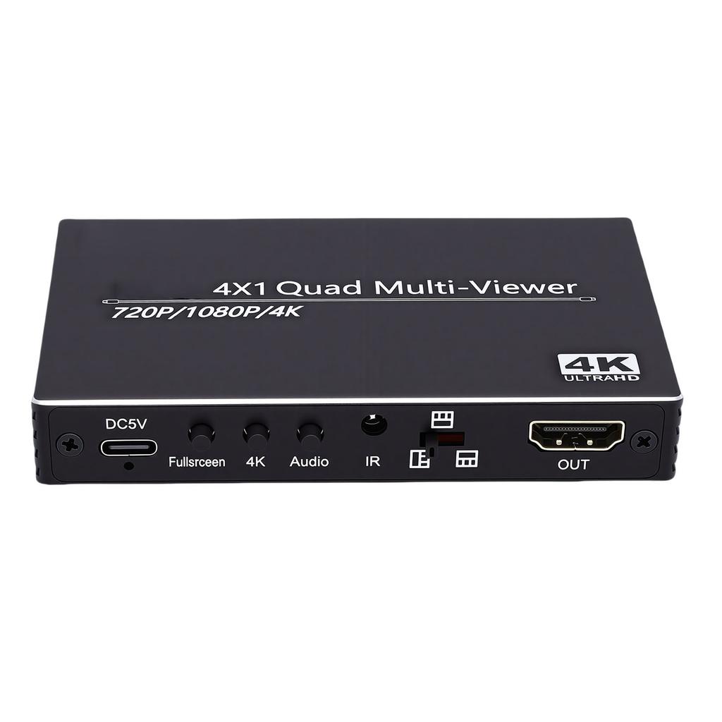 HD Multiviewer 4 in 1 Out Quad Screen Multiviewer Seamless Switcher Supports 4K 30Hz with Remote Control
