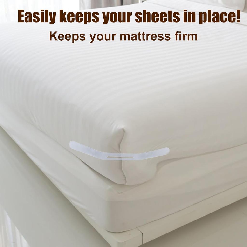 BOXOB 4pcs Replacement Strips for Bedsheet Holder, Transparent Plastic Bedsheet Holder Strips Keep Sheets Firm Tight Bed Sheet Locks Corner Strap