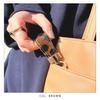 Echter Leder Dalmatiner Smart Key Ring, Doppelring, für Damen, Schlüsselhalter, Taschenanhänger, Beige [NB]